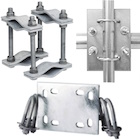 Pipe to Pipe or Mast Pole to Tower Leg Crossover Clamp Sets and Mounts