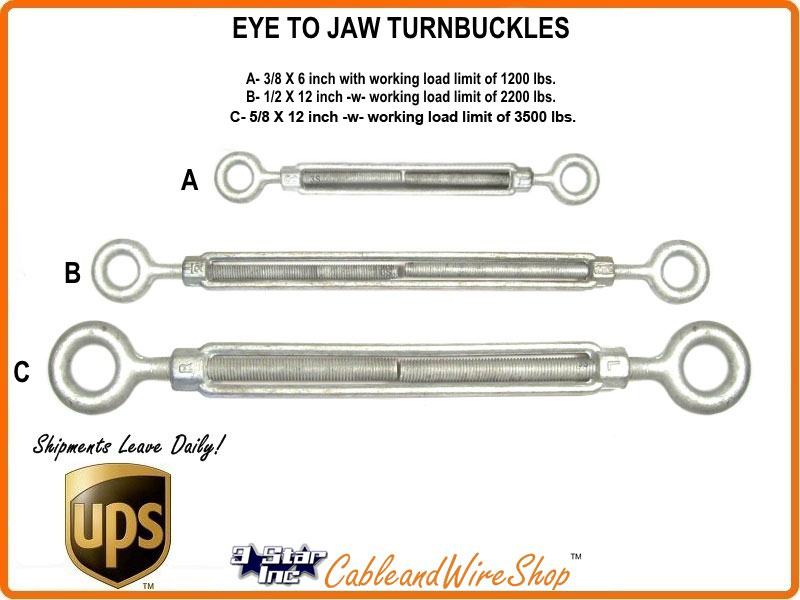 1/2 x 8 Eye & Eye Stainless Steel Turnbuckle